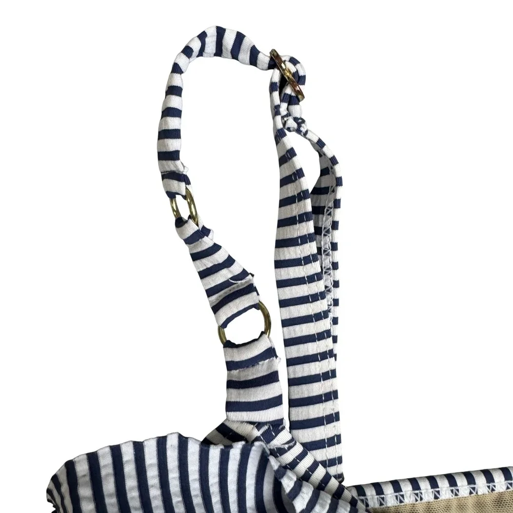 Swim by Cacique Navy White Striped Tiered Ruffle Tankini Top Size 20 Wireless
